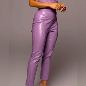 JLUXLABEL Croc embossed faux leather pants, Maroon Size  L NWT